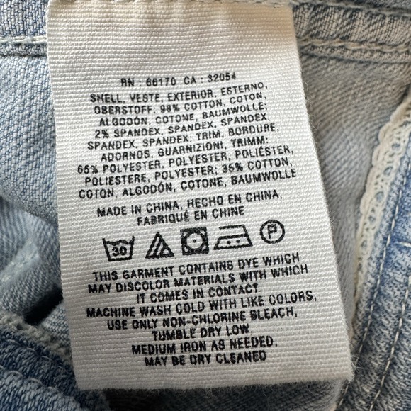 Anthropologie Pilcro & The Letterpress Denim Vest Crochet Back Insert Large Jean - Picture 4 of 4